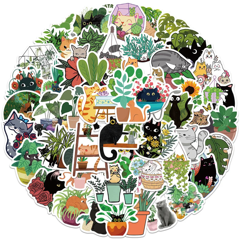 Cute Cat Stickers Pack for Kids DIY Laptop Luggage Skateboard Travel