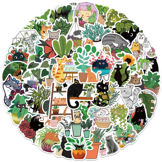 Cute Cat Stickers Pack for Kids DIY Laptop Luggage Skateboard Travel