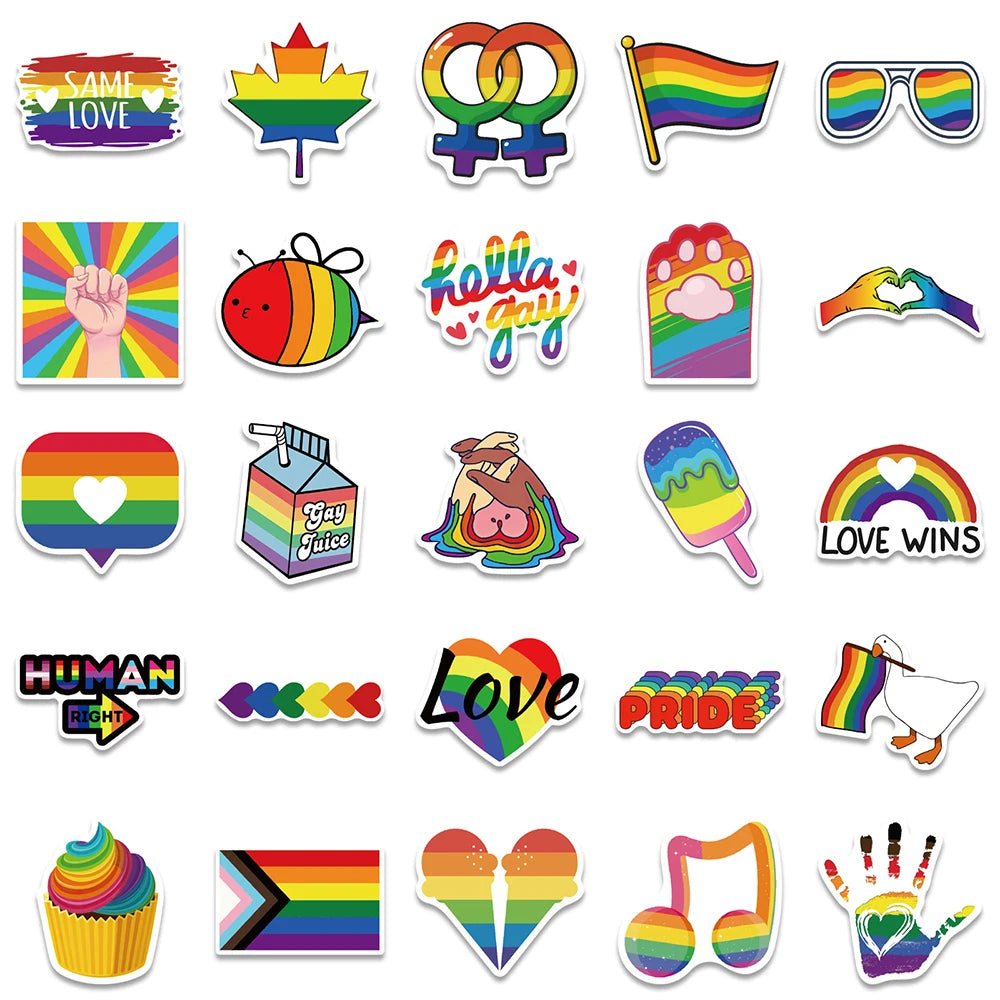 10/30/50/100pcs Cartoon Rainbow LGBT Graffiti Stickers Decals Skateboard Laptop Phone Luggage Car Waterproof Sticker Kids Toy