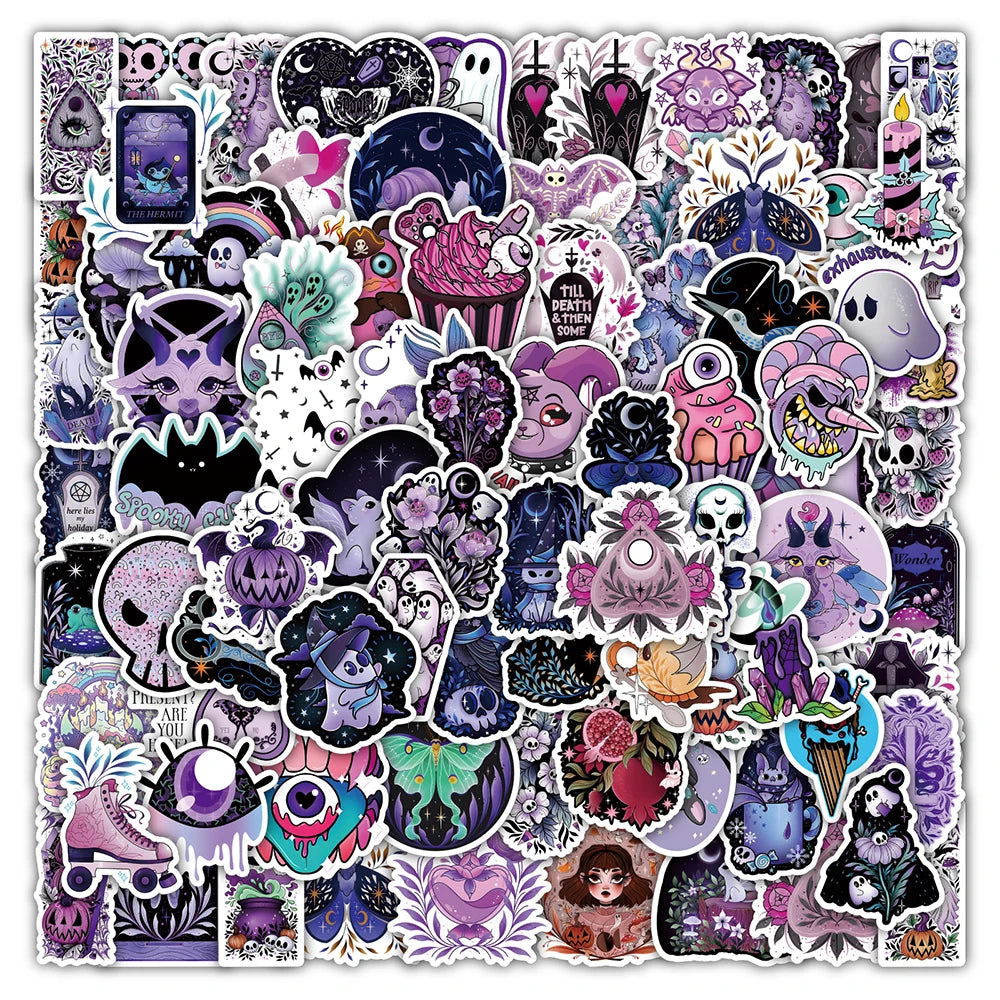 10/30/50/100PCS Cute Gothic Halloween Witch Graffiti Stickers Waterproof Skateboard Laptop Motorcycle Luggage Car Sticker Decal