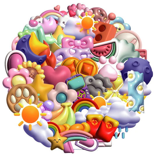 Cartoon 3D Graffiti Stickers for Phone, Fridge, Laptop, Car - 10/30/50pcs