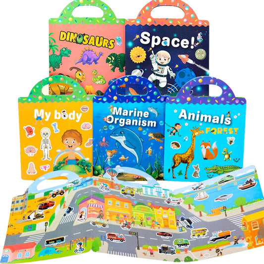 Cartoon Sticker Book for Kids Ages 2-4: DIY Puzzle Game Educational Toy