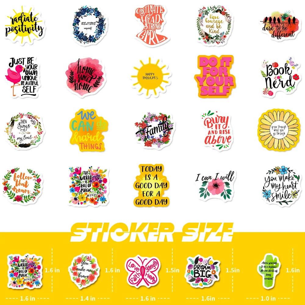 50/100PCS Motivational Phrases Hope Sticker Inspirational Life Quotes DIY Laptop Study Room Scrapbooking Graffiti Decal Stickers