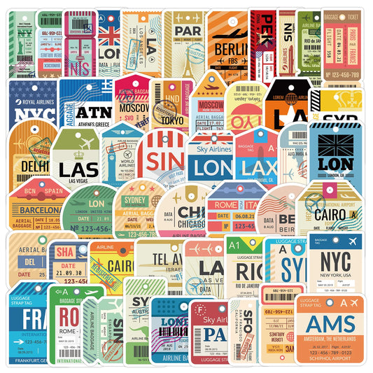 10/50pcs Vintage Boarding Pass Air Tickets Graffiti Stickers DIY Travel Luggage Phone Guitar Laptop Waterproof Cool Sticker Toy