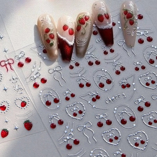 Cherry Strawberry Nail Art Stickers - Self Adhesive Decals