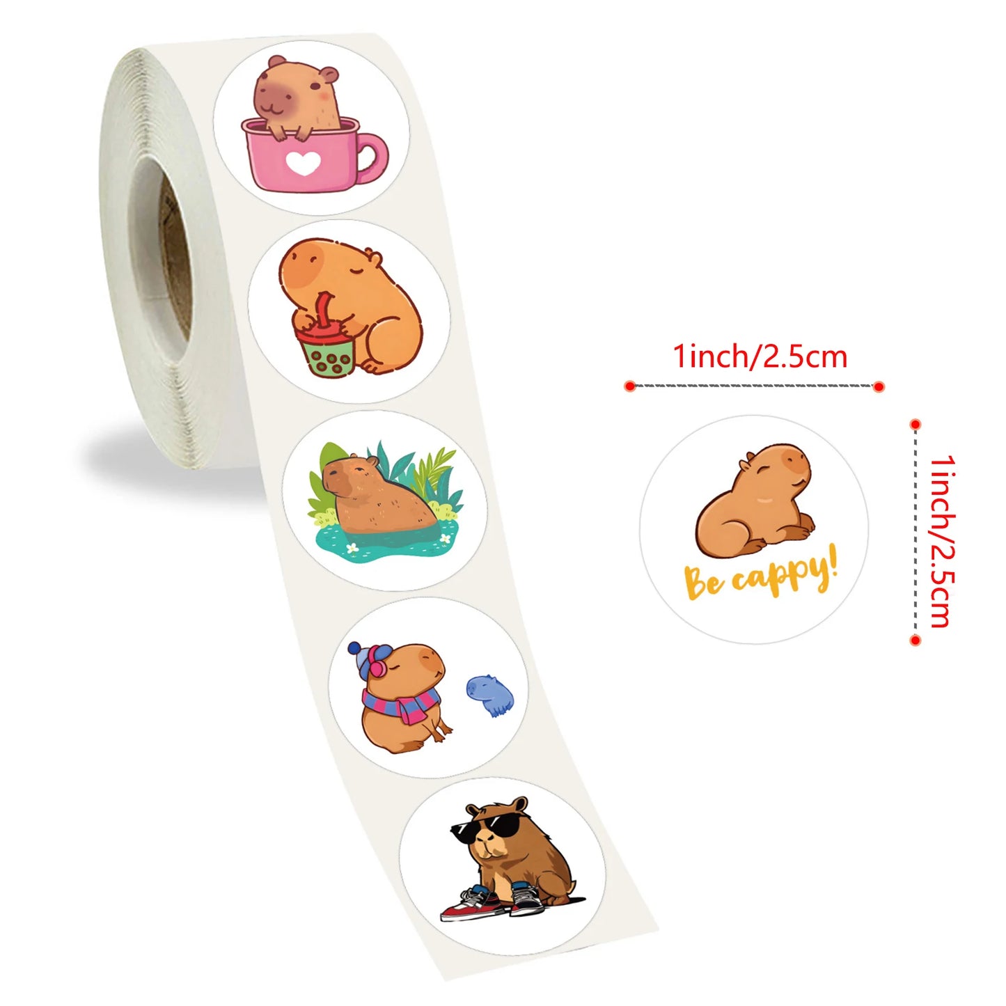 100-500pcs Cute Plump Capybara Cartoon Brown Animals Stickers DIY Scrapbook Phone Reward Seal Label Wall Sticker Kid Toy