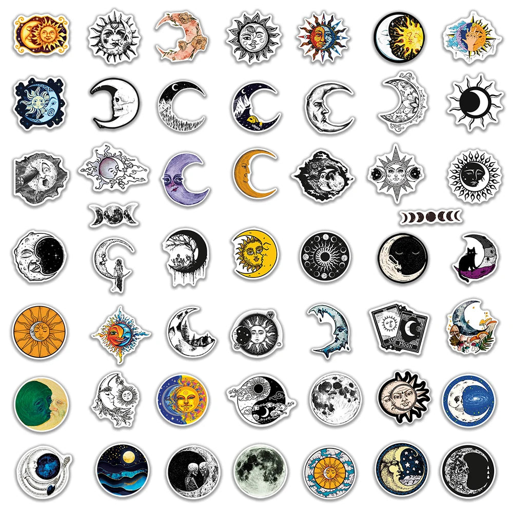 10/30/50PCS Cool Mysterious Moon Gothic Graffiti Stickers Art Aesthetic Decals Kid Toy Skateboard Motorcycle Laptop Car Sticker