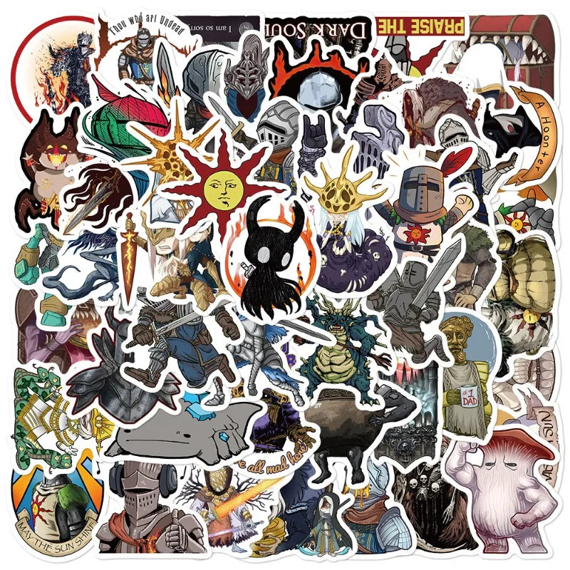 50pcs Dark Souls Game Stickers for Luggage, Water Bottles, Phones, Laptops, Scooters, Refrigerators