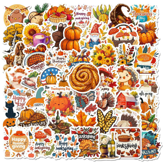 50Pcs Cartoon Thanksgiving Wheat Graffiti Stickers for Helmet Wall DIY Decoration