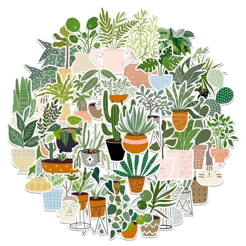 Cute Plant Stickers for Kids - 10/30/44PCS PVC Set