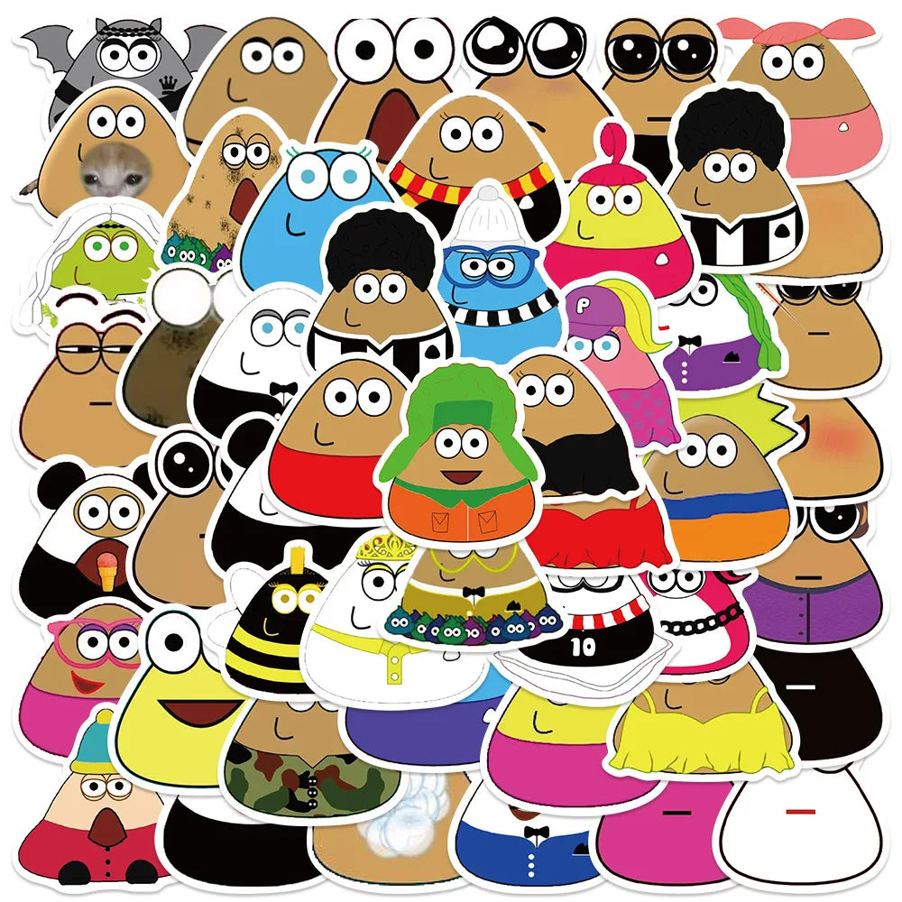 50Pcs Alien Pou Stickers: Waterproof Decals for Laptops