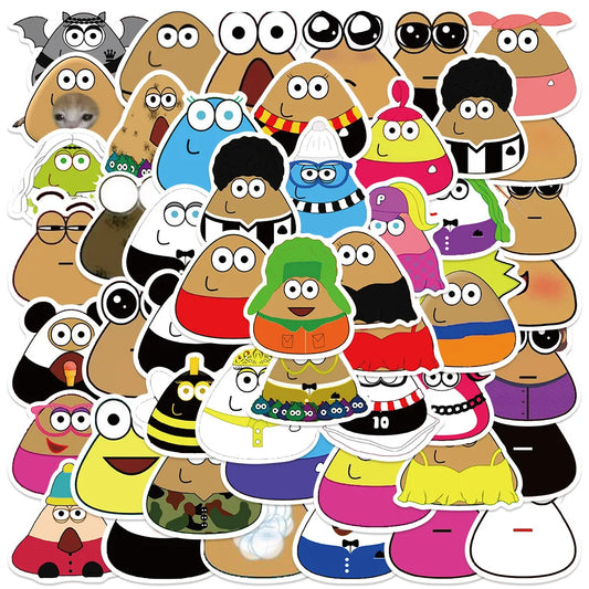 50Pcs Alien Pou Stickers: Waterproof Decals for Laptops