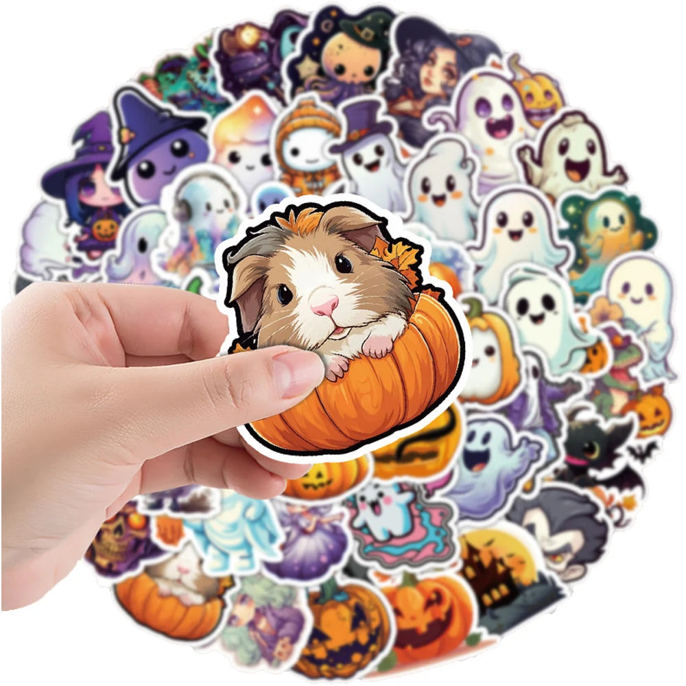 10/50/100/200pcs Cute Cartoon Horror Hallowmas Graffiti Stickers Decals Skateboard Laptop Phone Car Waterproof Sticker Kids Toys