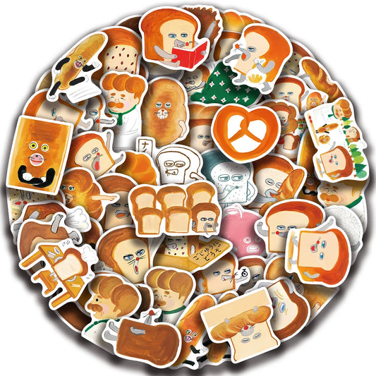 60Pcs Cartoon Bread Thief Stickers Waterproof PVC