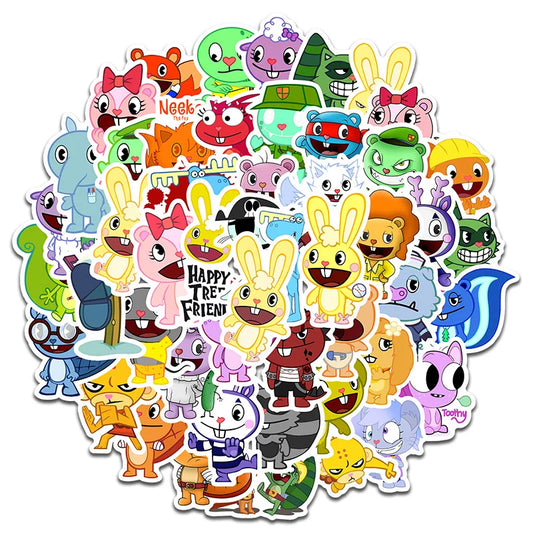 50pcs Happy Tree Friends Stickers for Laptop, Phone, Suitcase, Water Bottle, Scooter, Refrigerator