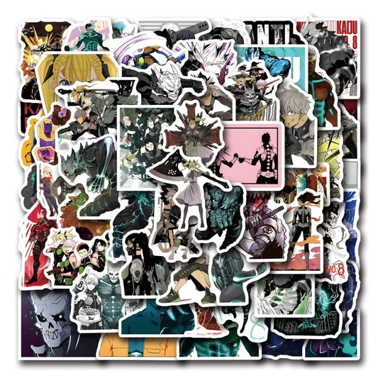 Kaiju No. 8 Anime Stickers (50pcs) for Luggage, Water Cup, Phone, Laptop, Scooter, Refrigerator Decoration