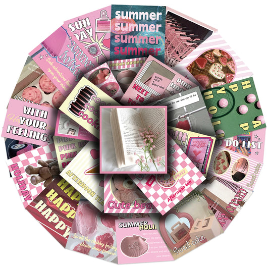 30 Pink Aesthetic Stickers for Scrapbooking & Laptops