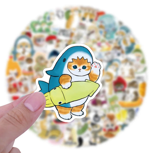 Kawaii Cat Stickers Mofusand Cartoon Animal Decals for Laptop, Luggage, Guitar, Bike (10/30/50/110PCS)
