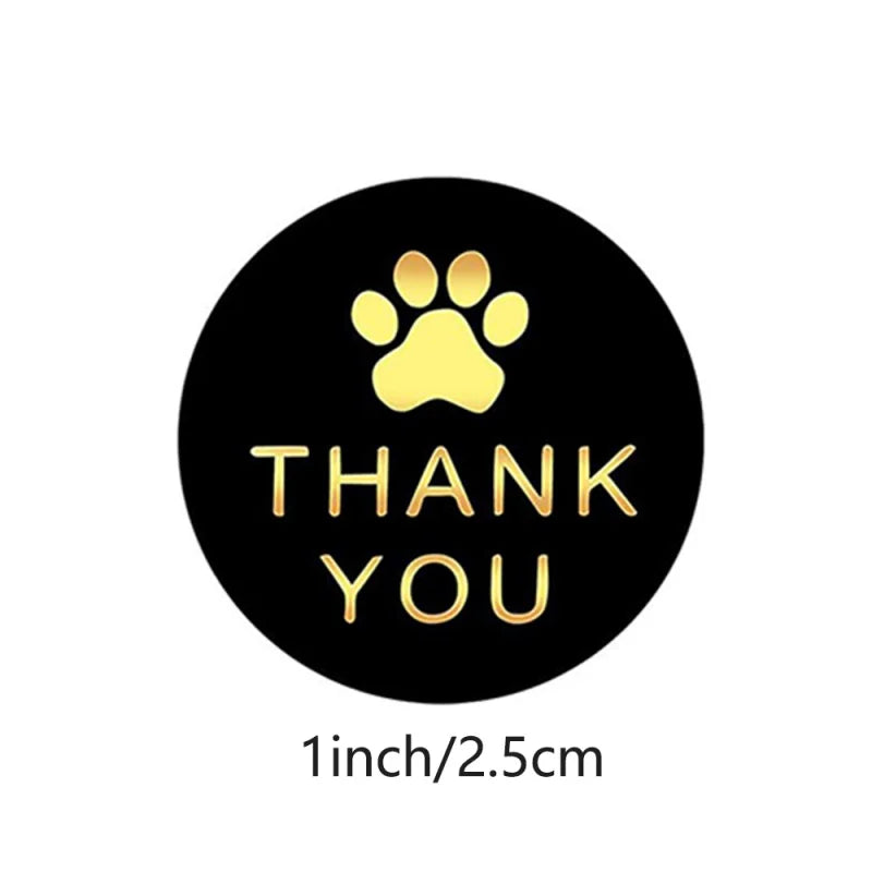 500Pcs Round Dog Paw Print Thank You Label Stickers Used for Shipping and Mailing Box Seal Labels Decorative Gifts Stickers