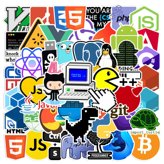 Programmer Geek Java Git Stickers for Laptop, Phone, Water Bottle, Car