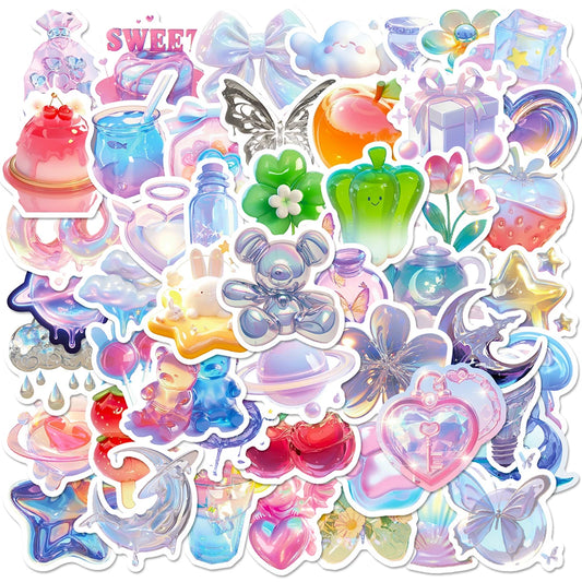 3D Cartoon Aesthetic Stickers 10/30/50pcs Waterproof Decals for Skateboard, Bike, Suitcase, Phone, Fridge