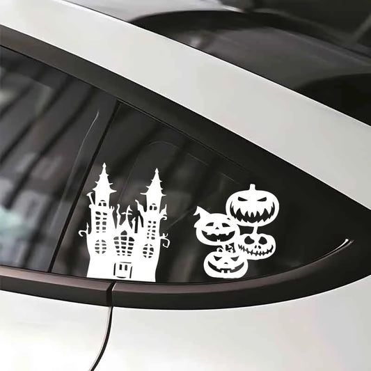 6pcs Halloween Waterproof Stickers: Castle, Pumpkin, Ghost