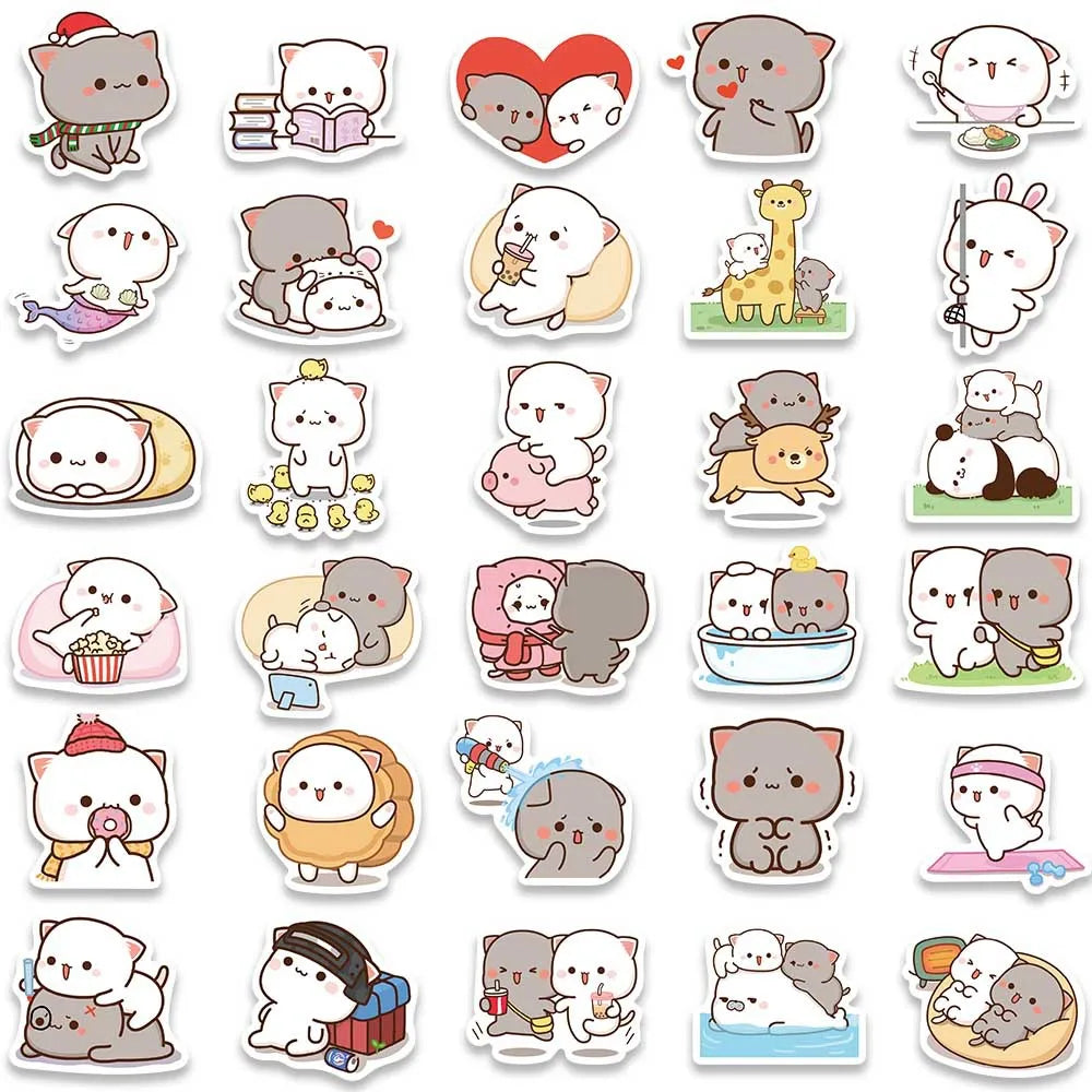 10/60pcs Kawaii Cat Meme Cartoon Stickers DIY Kids Scrapbook Notebook Phone Laptop Fridge Guitar Luggage Sticker Toy