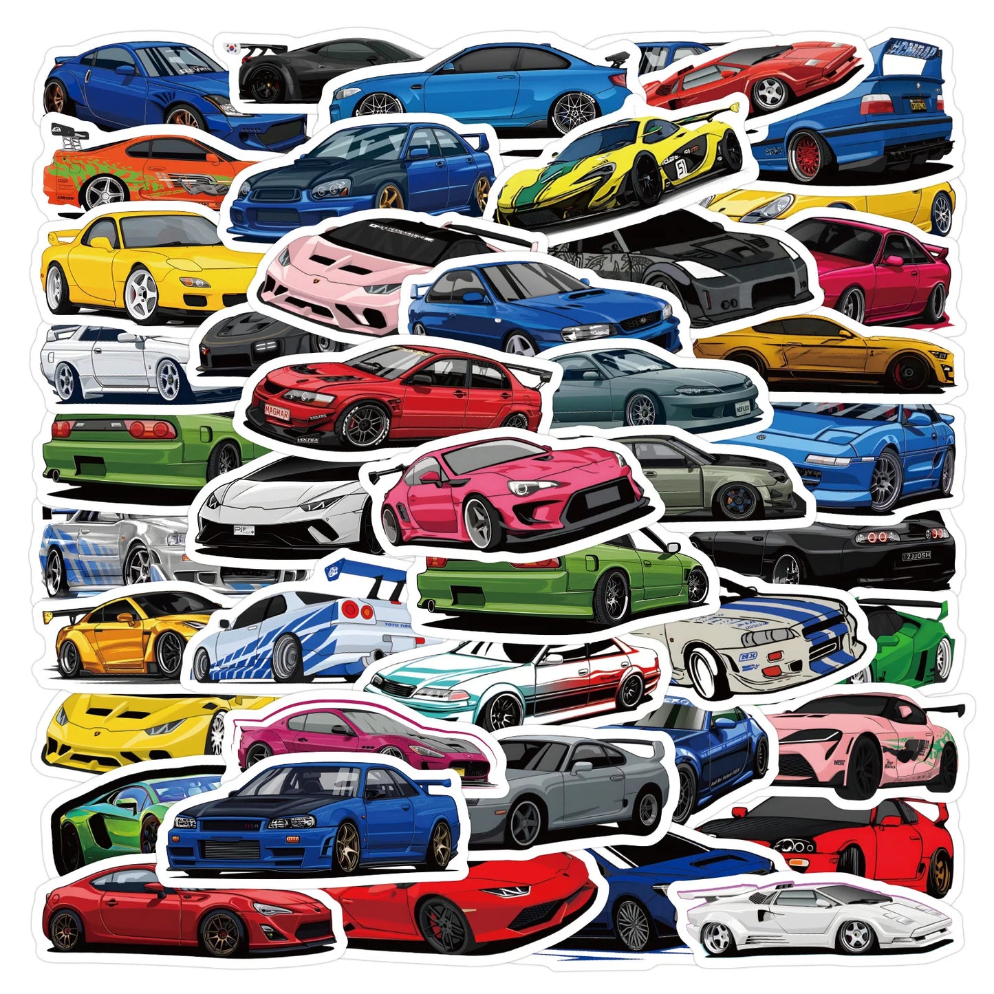 10/30/60pcs JDM Sport Super Car Stickers Waterproof Decal Laptop Motorcycle Luggage Snowboard Fridge  Car Sticker