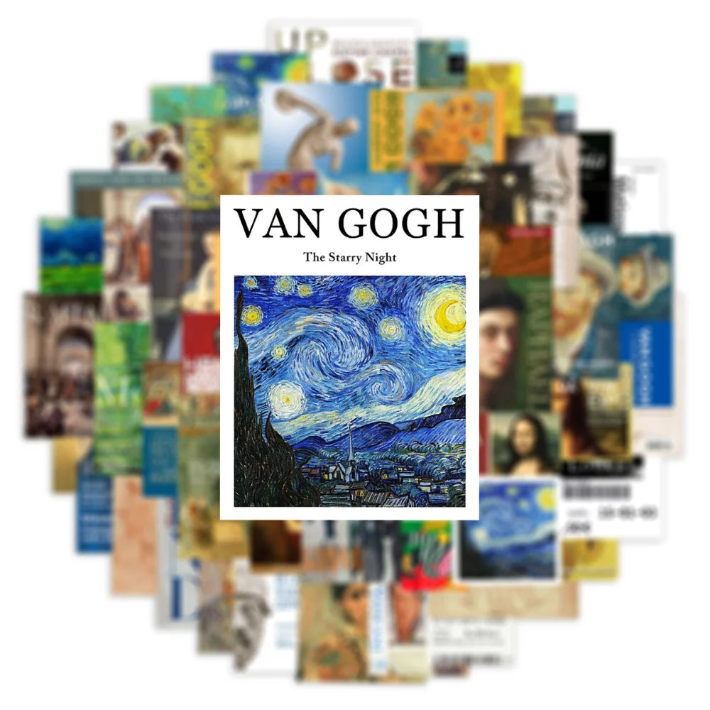 10/50Pcs Oil Painting Style Art Pattern Artist Van Gogh Stickers for Laptop Phone Guitar Suitcase Notebooks Motorcycle Sticker