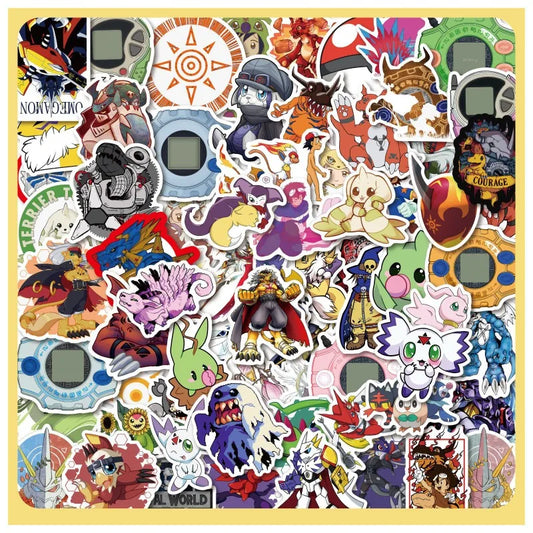 100pcs Digimon Stickers for Laptop, Car, Scooter, Water Bottle, Phone, and More
