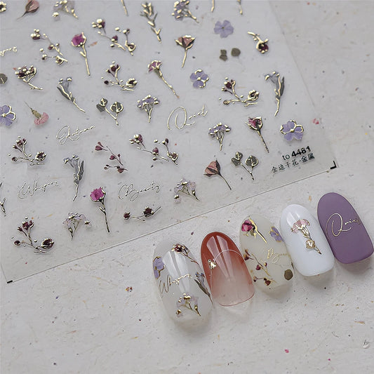 Rose Butterfly Nail Art Stickers Rhinestone Decals