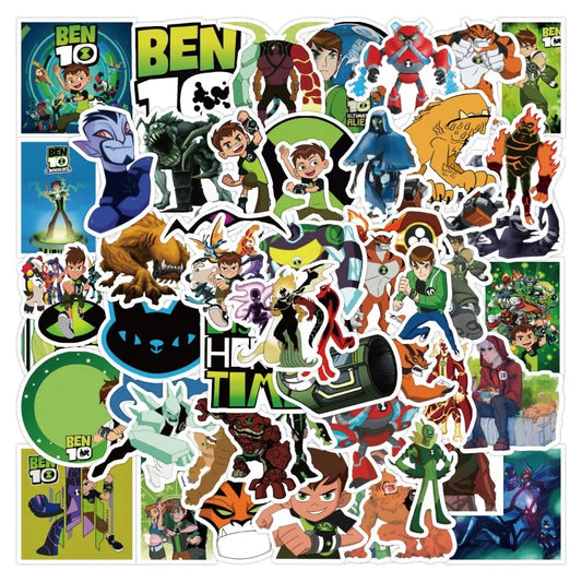 50pcs Ben 10 Alien Force Stickers for Luggage, Water Bottles, Phones, Cars, Scooters, Laptops
