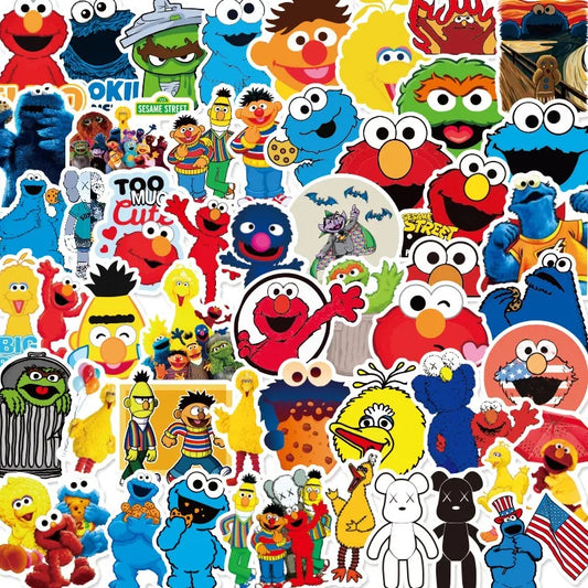 50pcs Sesame Street Stickers for Luggage, Water Bottles, Phones, Laptops, Scooters, and More