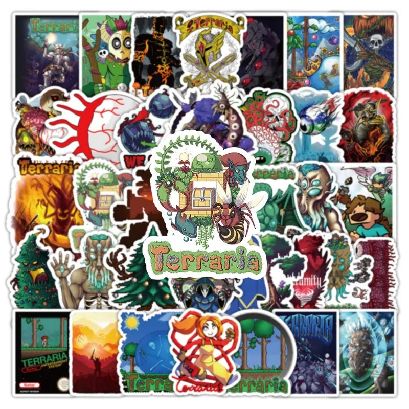 52pcs Terraria Game Stickers for Luggage, Water Cup, Laptop, Phone, Scooter, Refrigerator