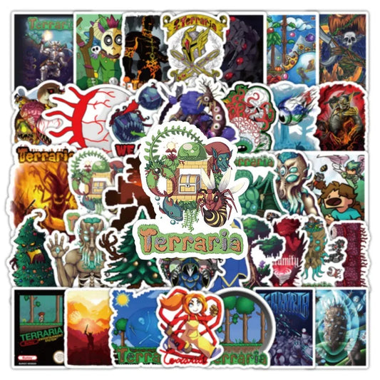 52pcs Terraria Game Stickers for Luggage, Water Cup, Laptop, Phone, Scooter, Refrigerator