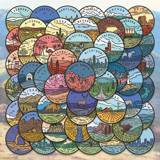 50PCS USA State Tourism Stickers Decals for Kids DIY Scrapbook Laptop Bike