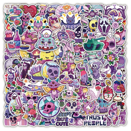 Gothic Horror Skeleton Stickers Pack - Laptop, Luggage, Halloween Decals