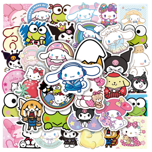 Sanrio Stickers: Kuromi, My Melody, Hello Kitty, 50/100pcs