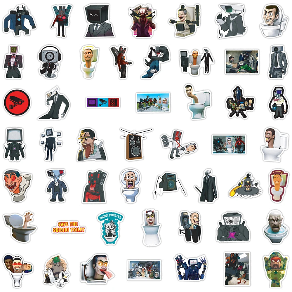 10/30/50/100PCS Funny Skibidi Toilet Stickers Graffiti Motorcycle Laptop Phone Notebook Waterproof Car Sticker Cartoon Decal Toy