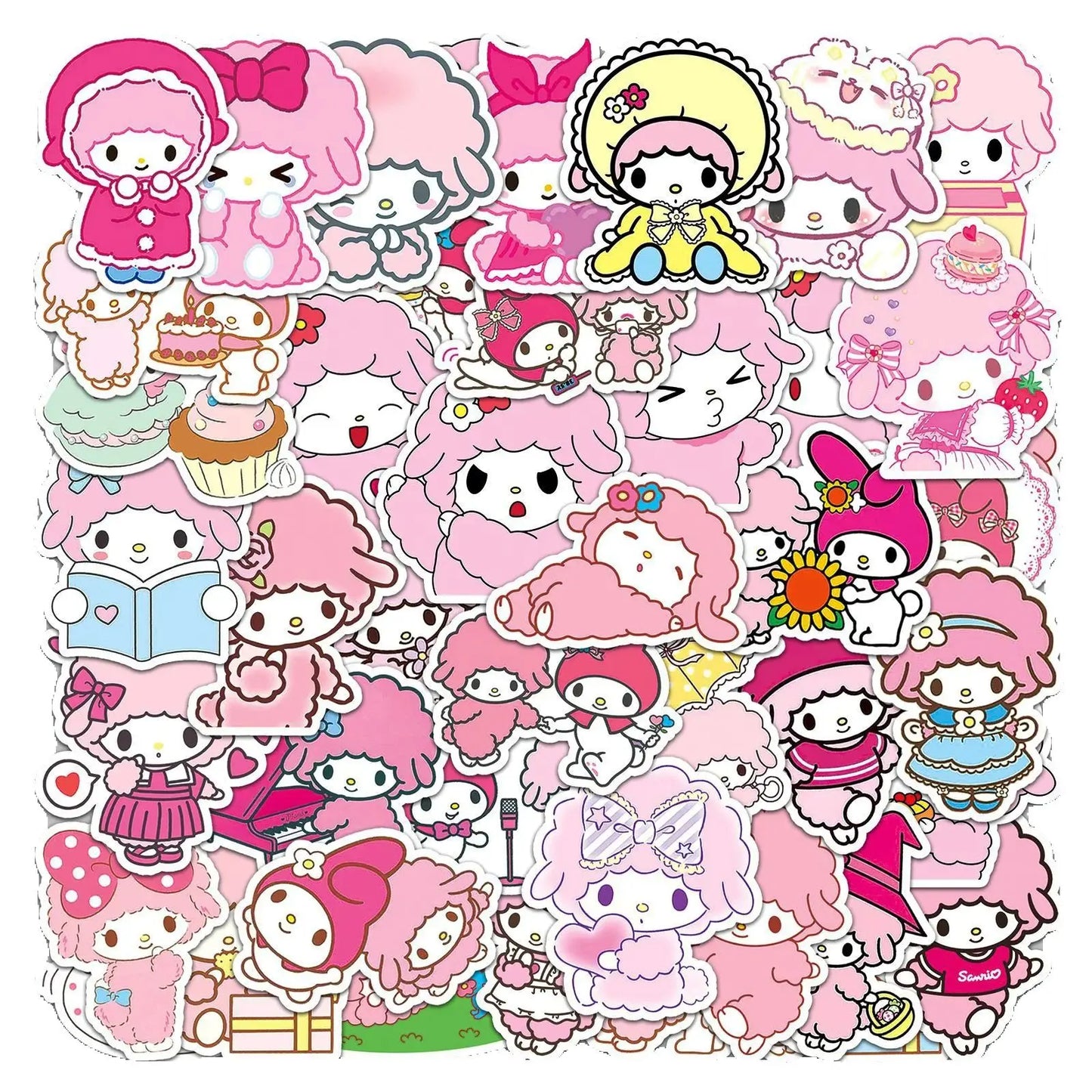 50Pcs Sanrio My Sweet Piano Stickers Kawaii Pink Sheep
