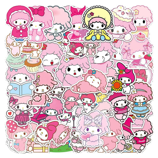 50Pcs Sanrio My Sweet Piano Stickers Kawaii Pink Sheep