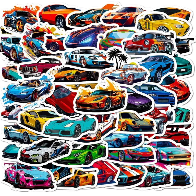 Cute Car Stickers Set: DIY Korean Stationery Supplies