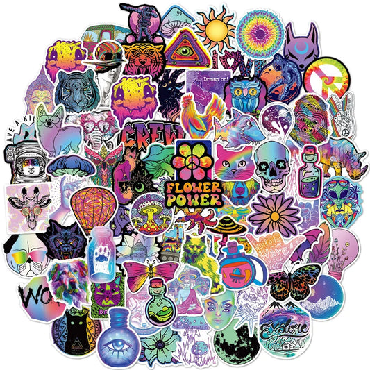 120 PCS Cartoon Psychedelic Stickers for Laptop Skateboard Motorcycles Bike Cars Fridge Waterproof Trippy Stickers for Kid