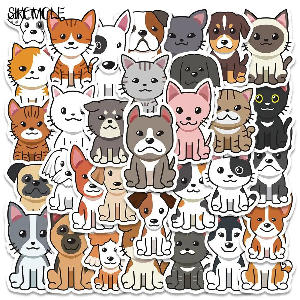 Cartoon Cat Dog Stickers for Kids Laptop Luggage Skateboard Decals