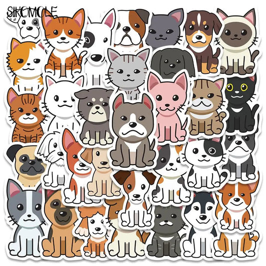 Cartoon Cat Dog Stickers for Kids Laptop Luggage Skateboard Decals