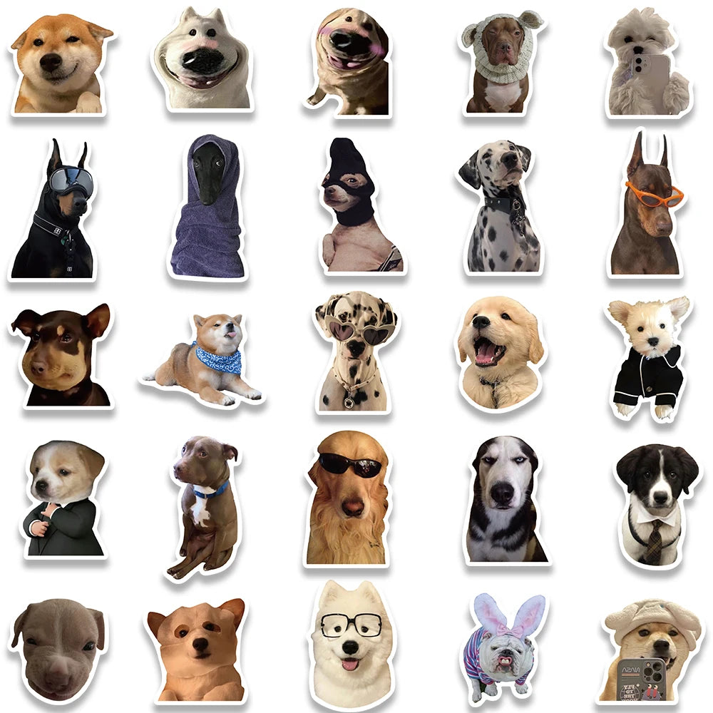 50pcs Funny Animals Dogs Meme Stickers For Luggage Guitar Phone Skateboard Vinyl Waterproof Graffiti Laptop Decals