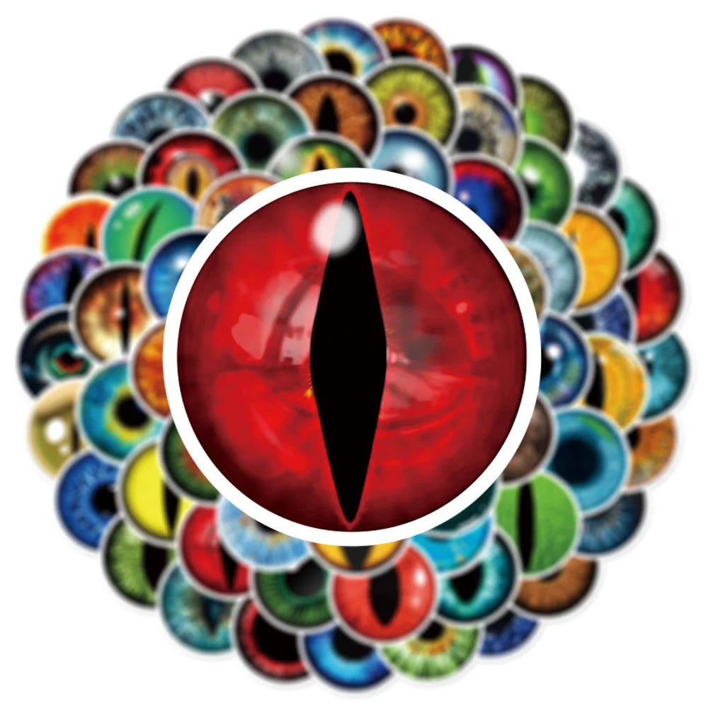 10/80Pcs Trendy Cartoon Horror Eyeball Sticker Graffiti Helmet Cup DIY Waterproof PVC GraffitiSticker Children Toys Wholesale