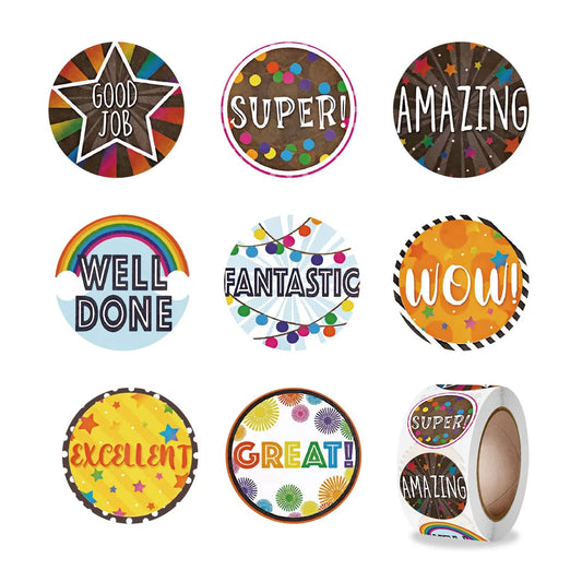 Children Creative Praise Stickers Self-adhesive Label Sealing stickers Roll stickers Kindergarten Reward Stickers