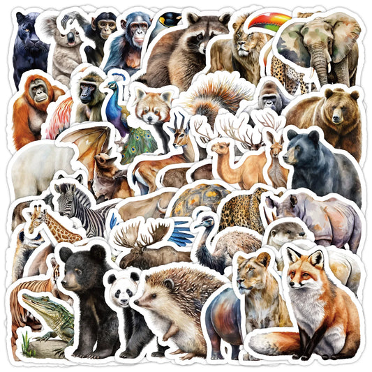 50pcs Cute African Animal Stickers for Helmet, Wall, DIY Decoration