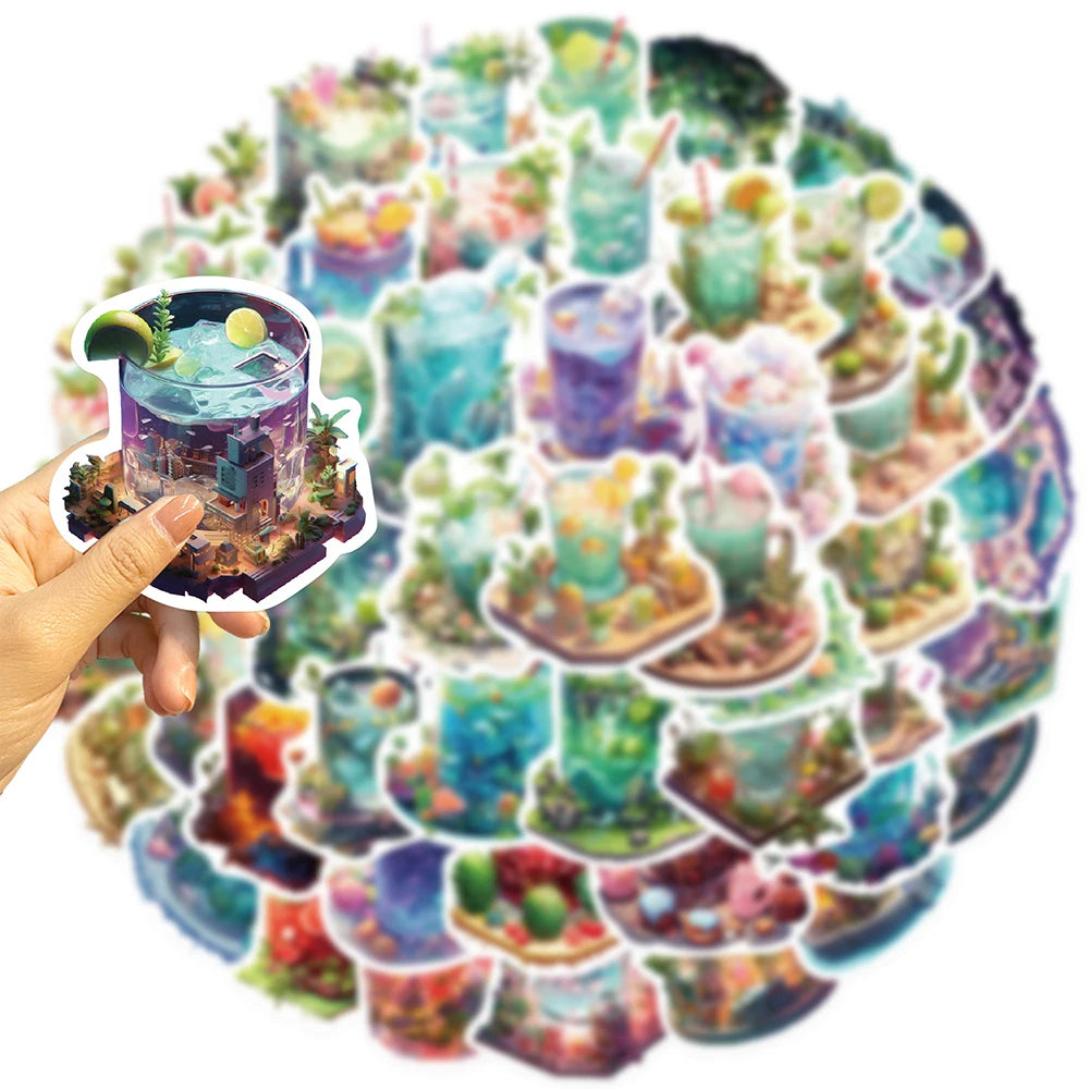 10/30/50PCS Kawaii Cup Drink World Stickers DIY Decoration Notebook Bike Suitcase Phone Fridge PVC Waterproof Decal Graffiti Toy